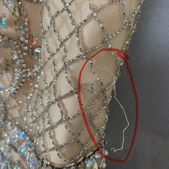 Zoey Grey Navy Skirt Champagne Beaded Bodice Evening Gown Size 18 Formal Gala - Picture 10 of 16